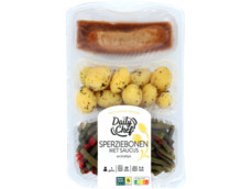 Sperziebonen met saucijs en krieltjes