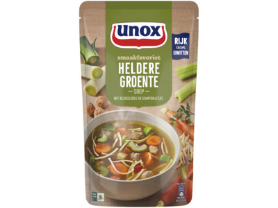 Soep in zak speciaal heldere groentesoep product foto