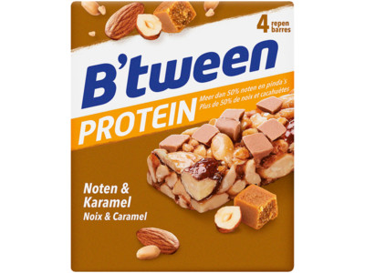 Proteinreep noten en karamel b'tween product foto